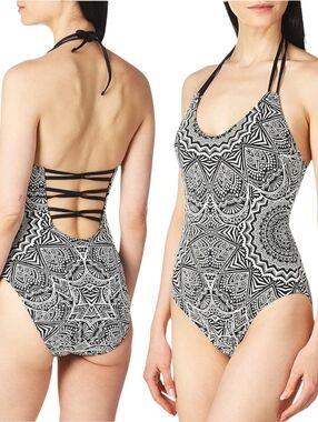 La Blanca Mio Lingerie Medallion Black White One-Piece Swimsuit 0